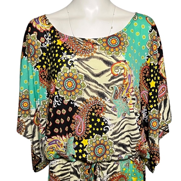 Luli Fama South Beach Mini Dress Swim Coverup Jungle Paisley Zebra Size Small - Picture 2 of 9